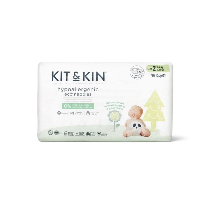 Scutece Hipoalergenice Eco Kit&Kin, Marimea 2, 4-8 kg , 152 buc