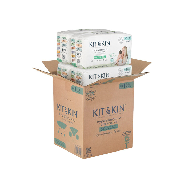 Scutece Hipoalergenice Eco Kit&Kin, Marimea 1, 2-5 kg, 160 buc