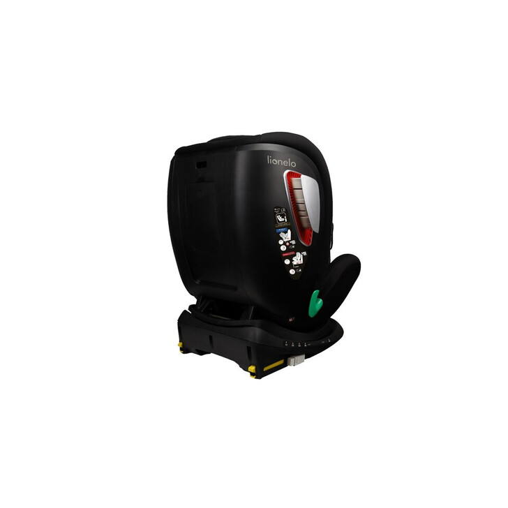 Lionelo - Scaun auto I-size Antoon Plus, Pozitie de somn, Protectie laterala, Rotire 360 grade, 0-18 kg, Cu Isofix si picior de sustinere, Negru, Testat ADAC, Conform cu standardul european de securitate ECE R129