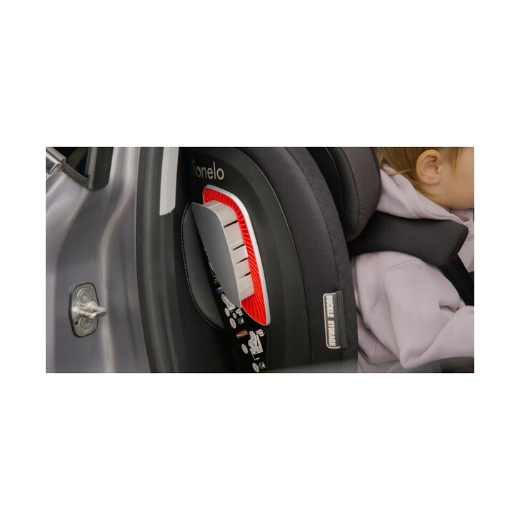 Lionelo - Scaun auto I-size Antoon Plus, Pozitie de somn, Protectie laterala, Rotire 360 grade, 0-18 kg, Cu Isofix si picior de sustinere, Negru, Testat ADAC, Conform cu standardul european de securitate ECE R129