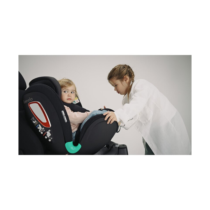 Lionelo - Scaun auto I-size Antoon Plus, Pozitie de somn, Protectie laterala, Rotire 360 grade, 0-18 kg, Cu Isofix si picior de sustinere, Negru, Testat ADAC, Conform cu standardul european de securitate ECE R129