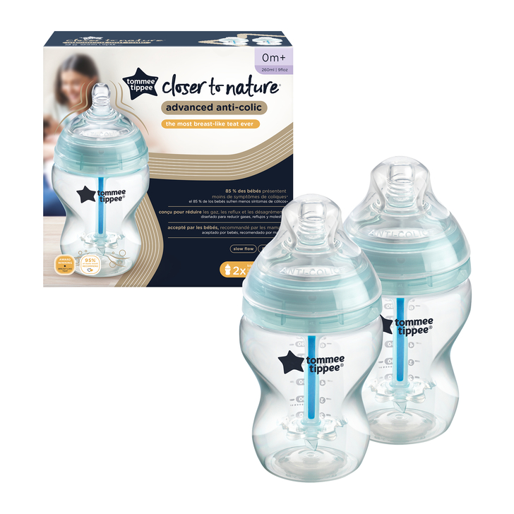 Biberon Advanced cu Sistem de Ventilatie, Tommee Tippee, 260ml, 2 buc