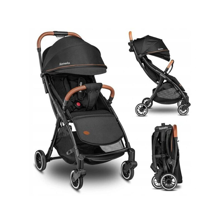 Lionelo - Carucior sport Julie One, De la nastere, Cu accesorii, Cadru din aluminiu, 0-22 kg, Negru