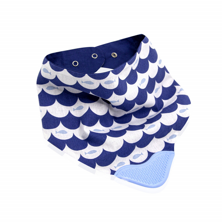 Baveta tip bandana cu jucarie dentitie (Culoare: Indigo)