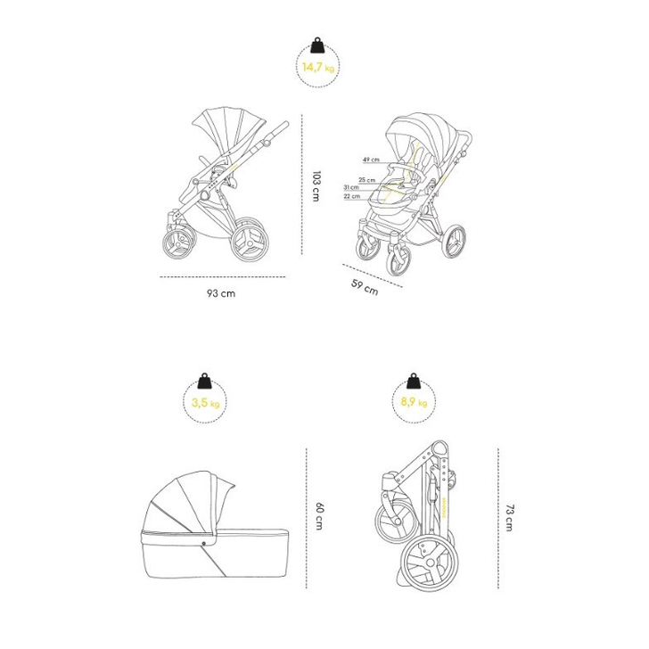 Carucior 2 in 1 Oslo+, Vanilla delight, Bej, Skiddou