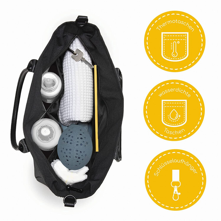 Geanta multifunctionala pentru parinti Ingrid, Onyx, Negru, Skiddou