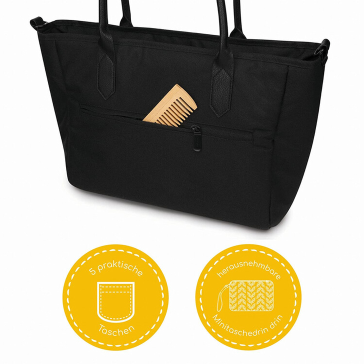 Geanta multifunctionala pentru parinti Ingrid, Onyx, Negru, Skiddou