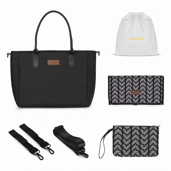 Geanta multifunctionala pentru parinti Ingrid, Onyx, Negru, Skiddou