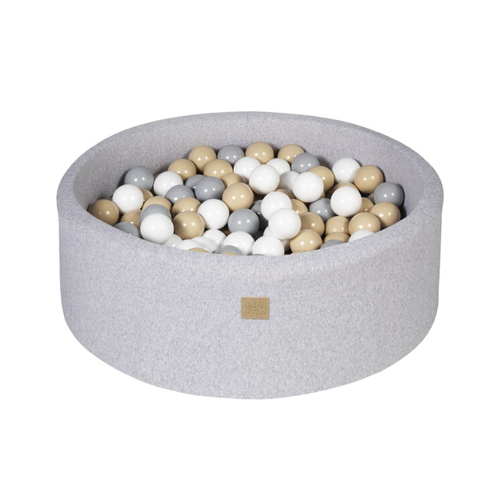 Piscina uscata cu 250 de bile (Alb, Gri, Bej) MeowBaby , Safari, 90x40 cm, Gri deschis