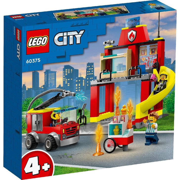 Set de construit - Lego City, Statia si Masina de Pompieri  60375
