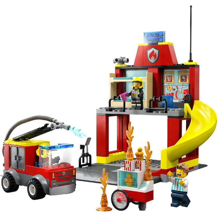 Set de construit - Lego City, Statia si Masina de Pompieri  60375