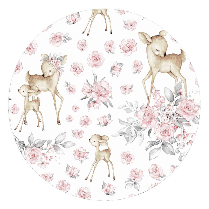 MimiNu - Set pentru bebelusi, 6+1 piese, Cu paturica de infasat, Prosop, Paturica, Cearceaf 120x60 cm, Sweet Deer Pink