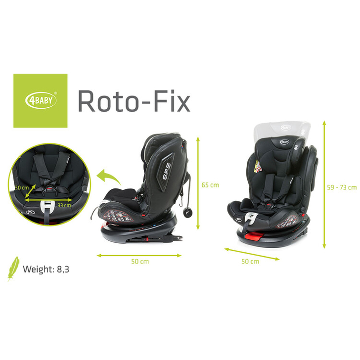 Scaun auto rotativ 4Baby ROTO-FIX 0-36 Kg Negru