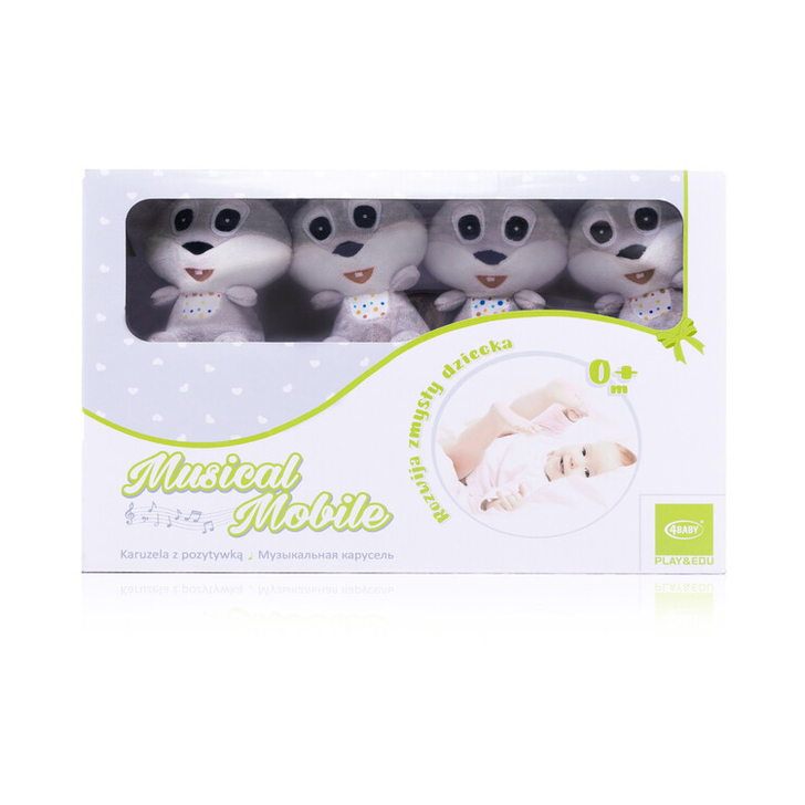 Carusel cu melodii 4Baby MUSICAL MOBILE Iepurasi Gri R08