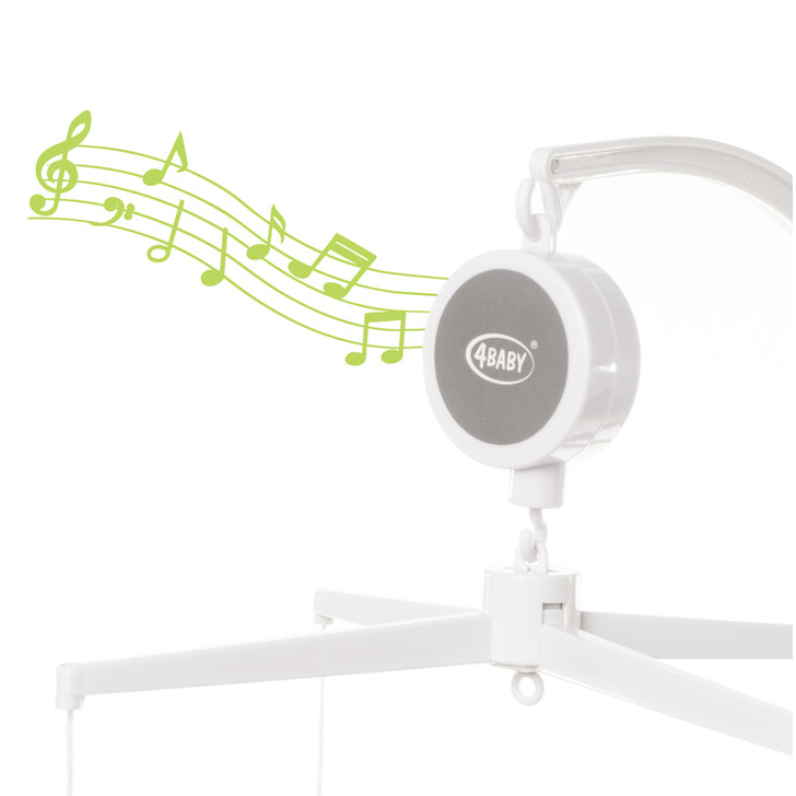Carusel cu melodii 4Baby MUSICAL MOBILE Iepurasi Gri R08