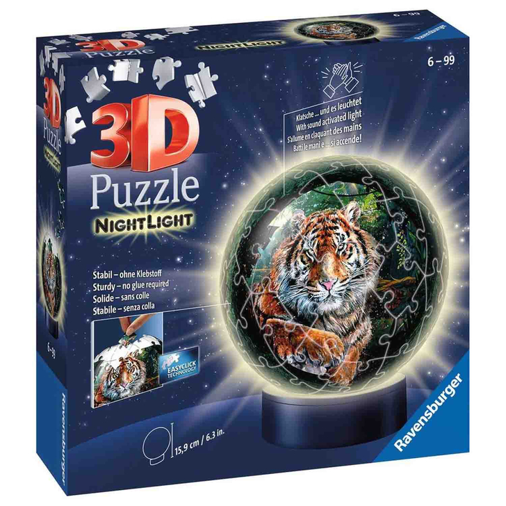 Puzzle 3D Luminos Tigru, 72 Piese