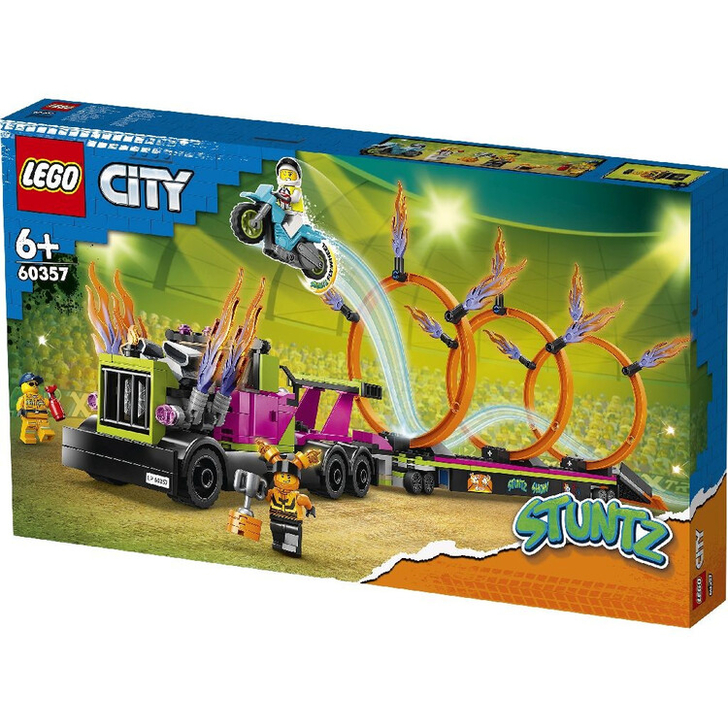 Set de construit - Lego City, Camion de Cascadorie si Provocarea Cercurilor de Foc  60357