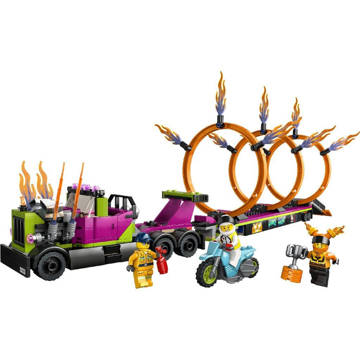 Set de construit - Lego City, Camion de Cascadorie si Provocarea Cercurilor de Foc  60357