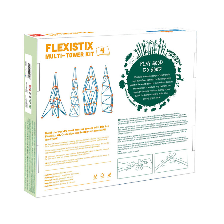 Jucarie din bambus Flexistix - Kit cu mai multe turnuri (132 piese)