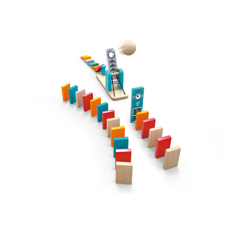 Jucarie din lemn - Domino fabrica de roboti (122 piese)