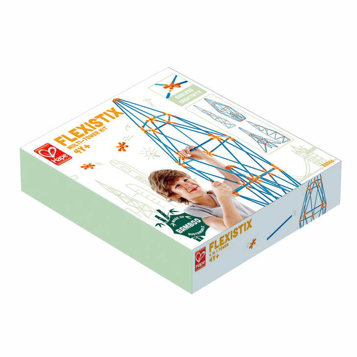 Jucarie din bambus Flexistix - Kit cu mai multe turnuri (132 piese)