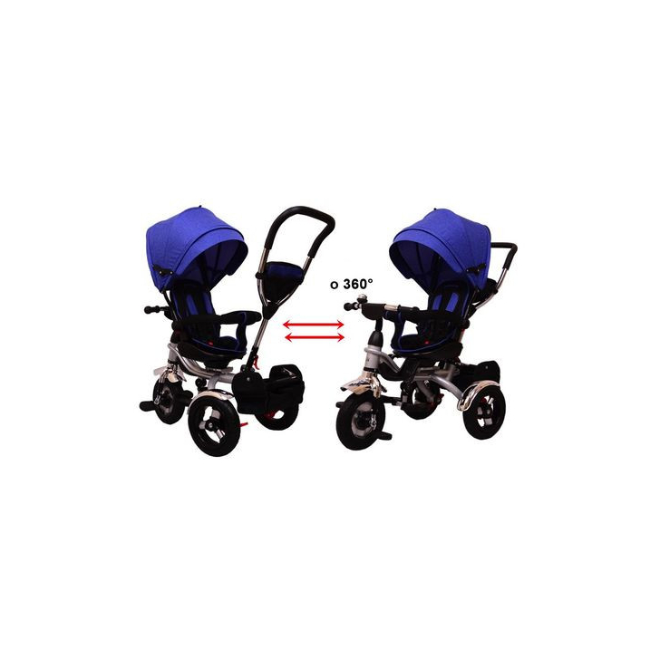 Tricicleta pentru copii Lux Trike cu scaun pivotant la 360 grade, albastru