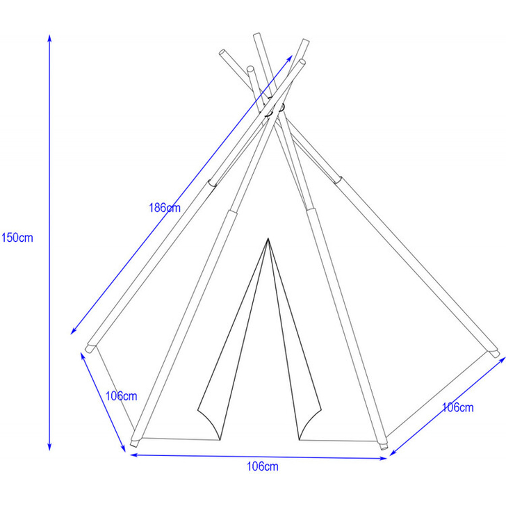 Cort de joaca Wigwam cu cadru din eucalipt, indian