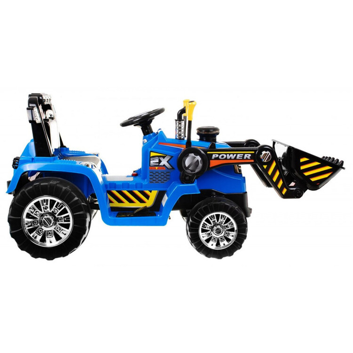 Tractor electric cu telecomanda cu excavator frontal, albastru