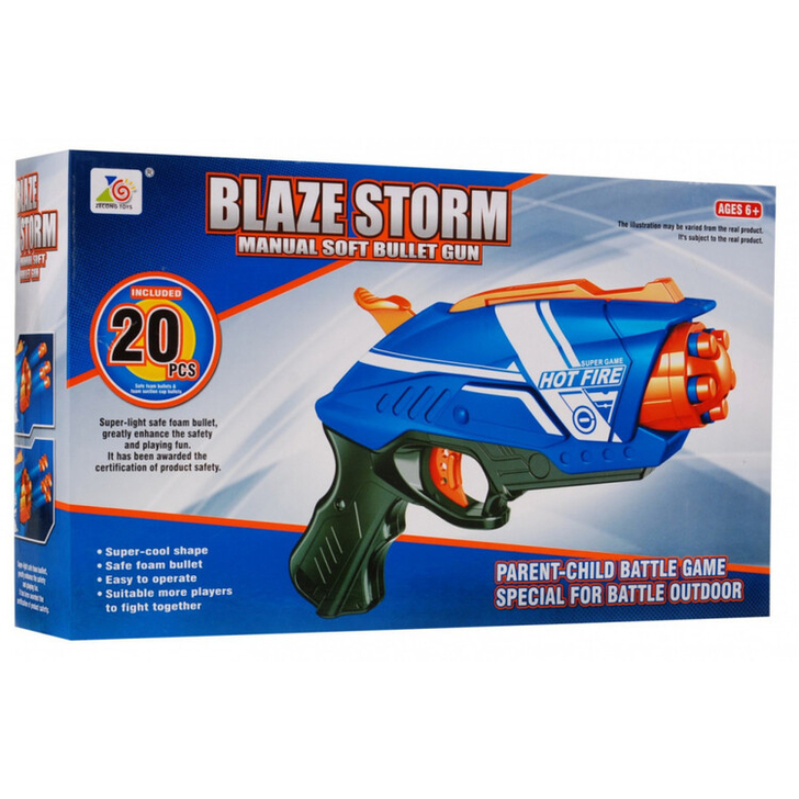 Arma de jucarie Blaze Storm Hot Fire, pistol cu 20 gloante
