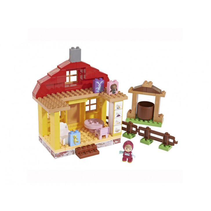 Set de constructie Unico Masha and the Bear, cu figurina Masha inclusa, 95 piese