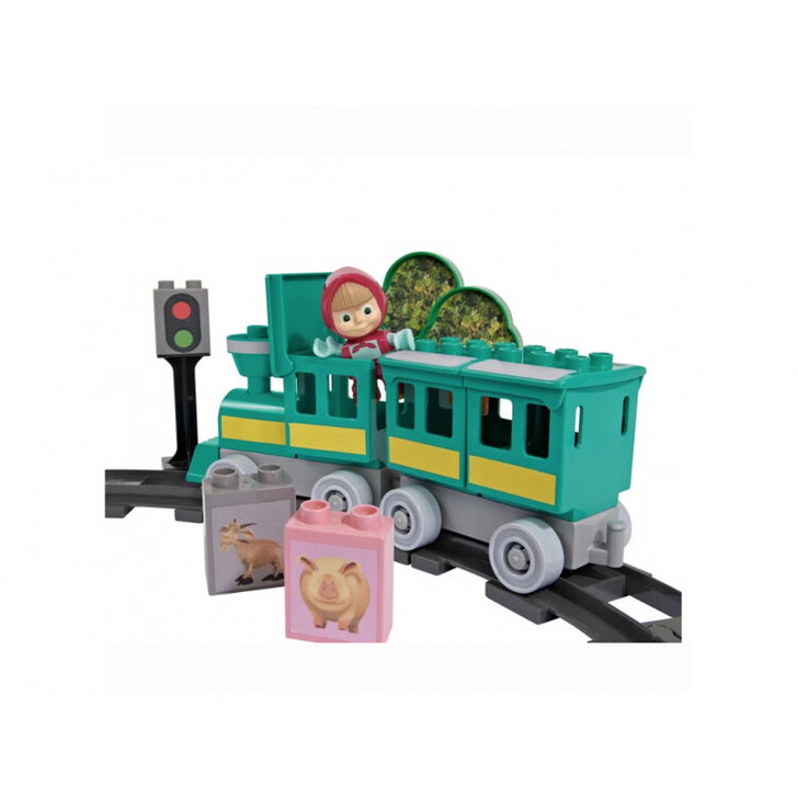 Set de constructie Unico Masha and the Bear, cu figurina Masha inclusa, 32 piese