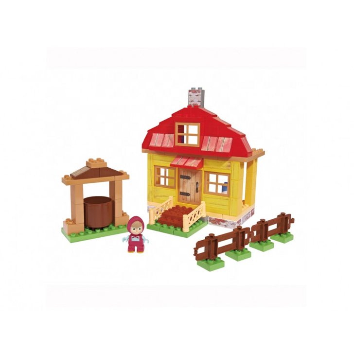 Set de constructie Unico Masha and the Bear, cu figurina Masha inclusa, 95 piese