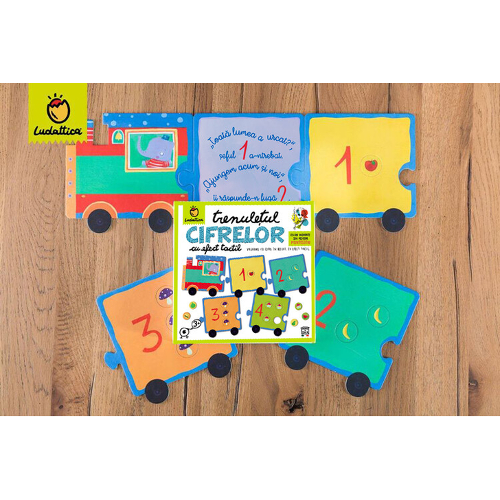 Joc Montessori Trenuletul Cifrelor Cu Efect Tactil, Ludattica, +3 ani