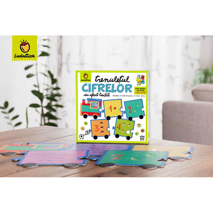 Joc Montessori Trenuletul Cifrelor Cu Efect Tactil, Ludattica, +3 ani