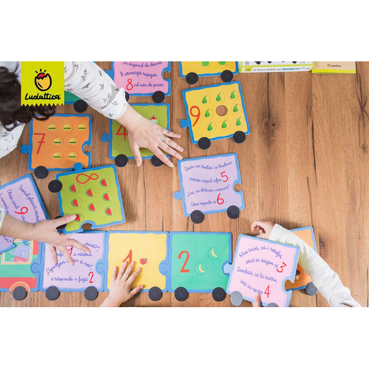 Joc Montessori Trenuletul Cifrelor Cu Efect Tactil, Ludattica, +3 ani