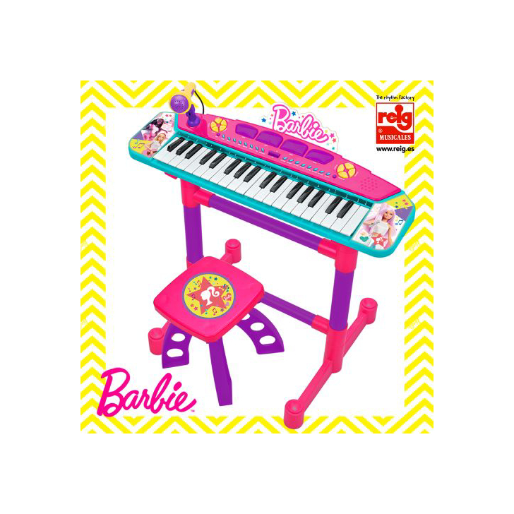 Keyboard cu microfon si scaunel Barbie