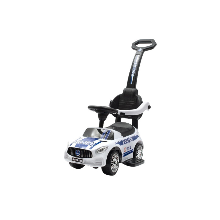 Masinuta premergator de politie, ride on Baby Mix cu maner parental, alb