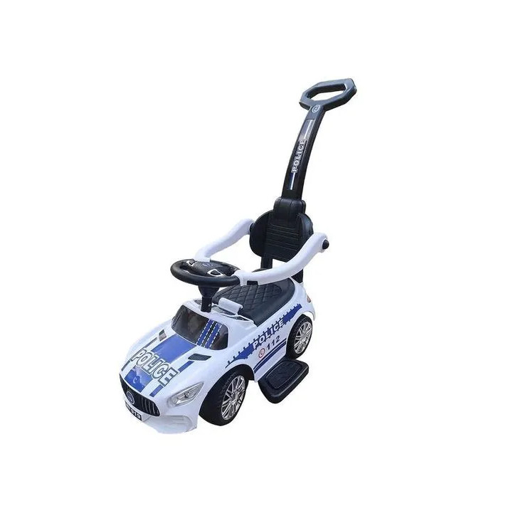 Masinuta premergator de politie, ride on Baby Mix cu maner parental, alb