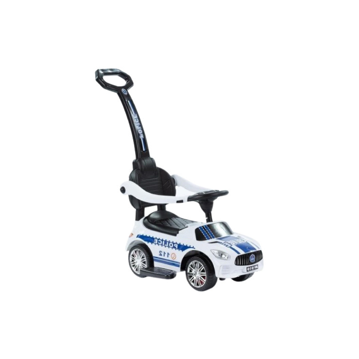 Masinuta premergator de politie, ride on Baby Mix cu maner parental, alb