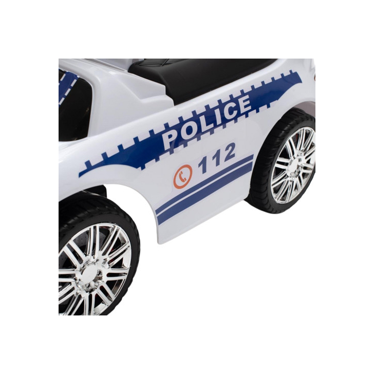 Masinuta premergator de politie, ride on Baby Mix cu maner parental, alb