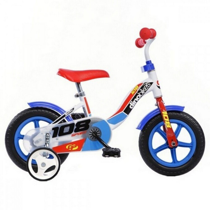 Bicicleta copii Dino Bikes 10 108 Sport alb si albastru