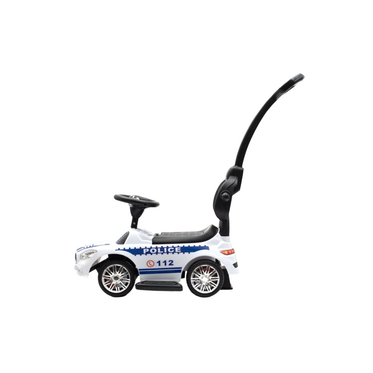 Masinuta premergator de politie, ride on Baby Mix cu maner parental, alb