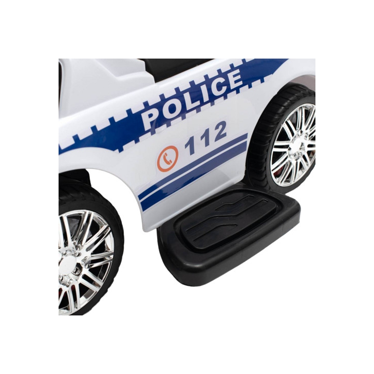 Masinuta premergator de politie, ride on Baby Mix cu maner parental, alb