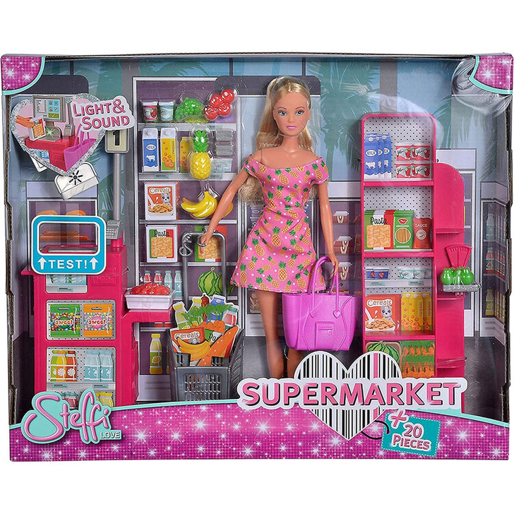 Papusa Simba Steffi Love Supermarket 29 cm cu accesorii