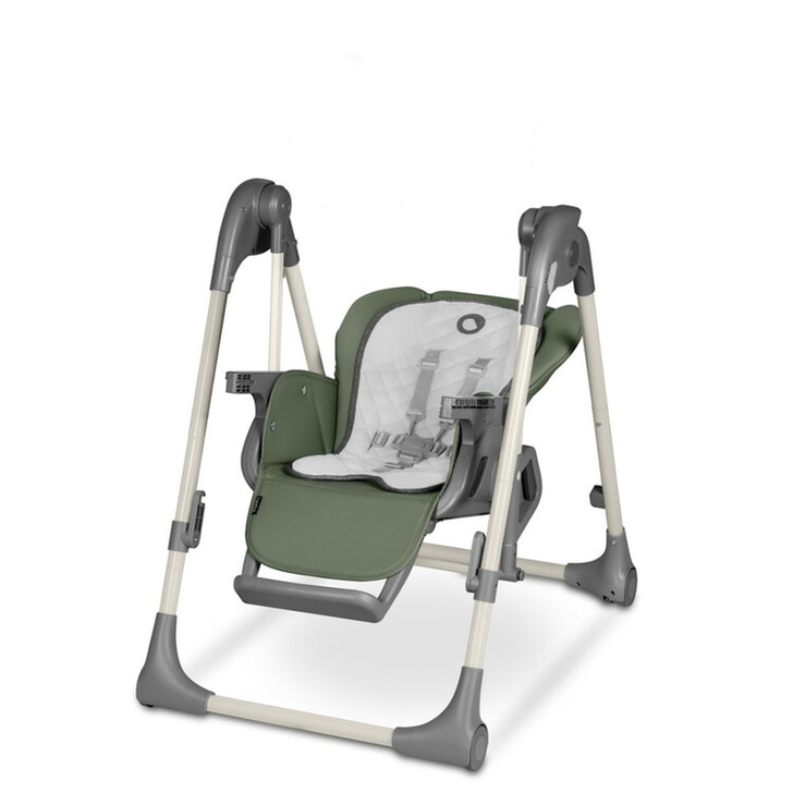 Lionelo - Scaun de masa si balansoar, 2 in 1, Laurice, Transformabil, Multifunctional, Inaltime si spatar reglabile, Cu melodii de leagan, 0 luni+, Conform cu standardele europene de securitate EN 14988, EN 16120, Verde