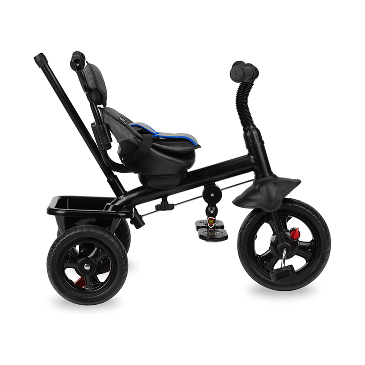 Tricicleta 5 in 1, MoMi IRIS Grey, Scaun rotativ 360°, Suport pentru picioare detasabil, Maner telescopic, Cos pentru jucarii, Materiale usor de curatat