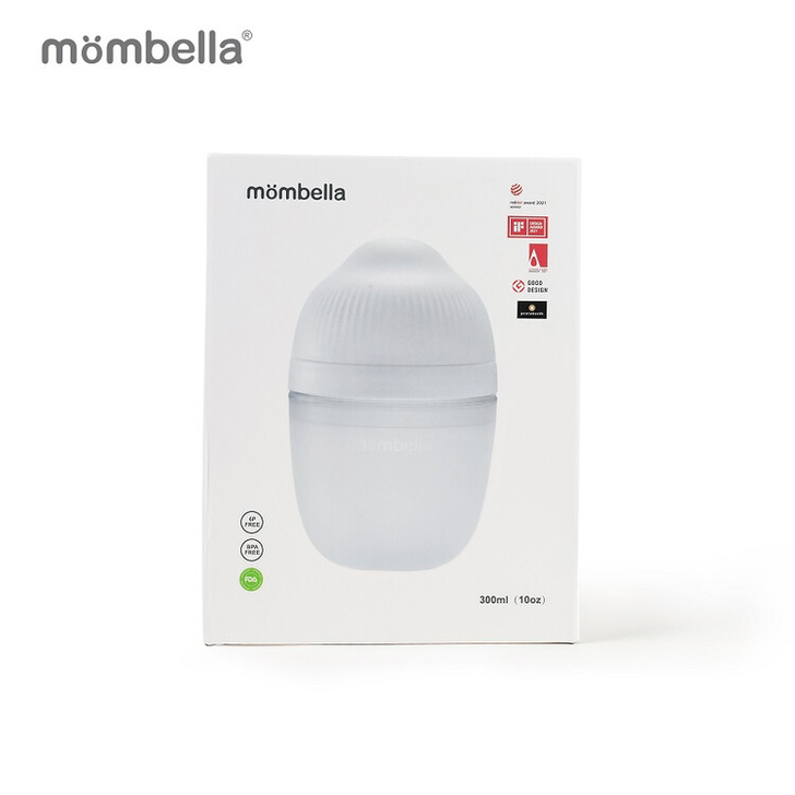 Biberon Anticolici Mombella Breast-Like, 300ml, Tetina 360° XL Flux Consistent, 100% Silicon, Ivory