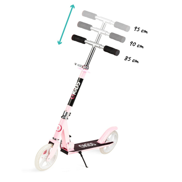 Trotineta freestyle, QKIDS, WEISS Light Pink, Ghidon reglabil pe 3 trepte, Amortizor Easy&Up, Platforma anti-derapanta, Pliabila, Aluminiu