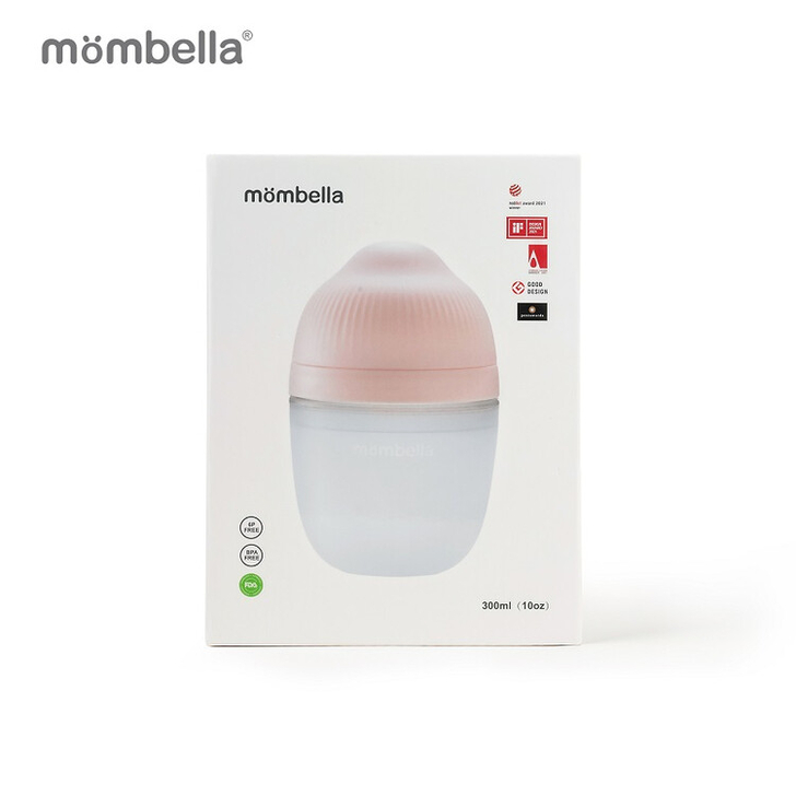 Biberon Anticolici Mombella Breast-Like, 300ml, Tetina 360° XL Flux Consistent, 100% Silicon, Old Roze