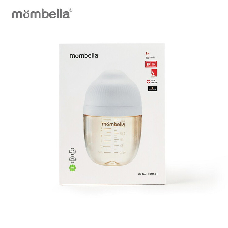 Biberon Anticolici Mombella Breast-Like, 300ml, Tetina 360° XL Flux Consistent, PPSU, Ivory